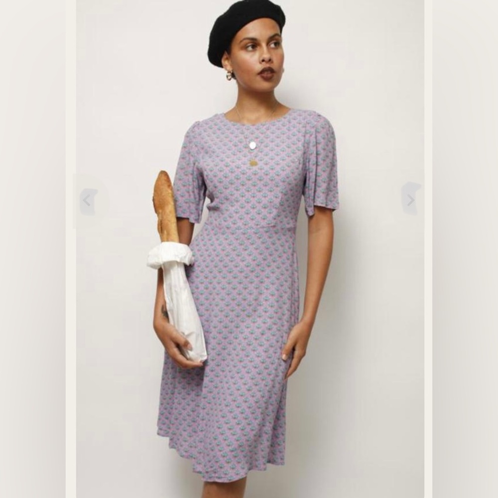 Oliviaceous lavender Emily printed midi dress